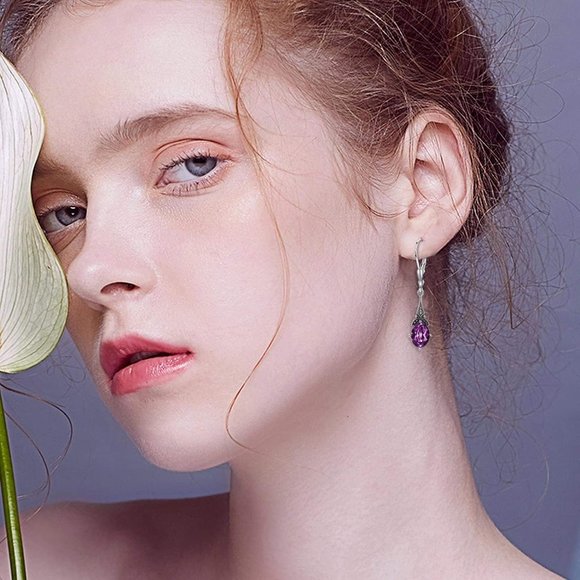 Amethyst Leverback Earrings